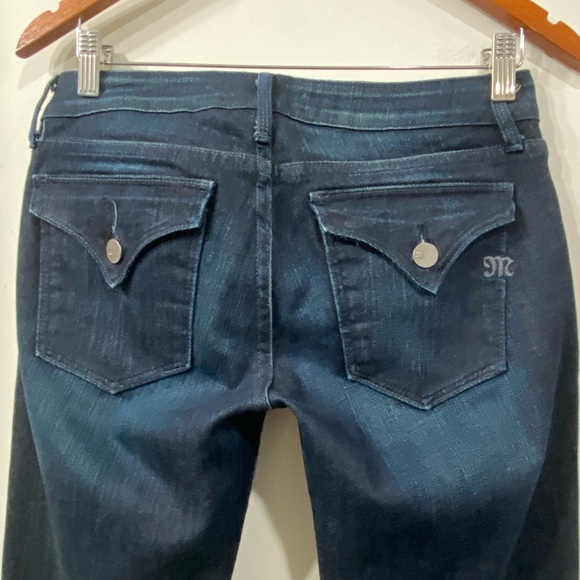 Miss Me Megan Dark Blue Low cut Stretch Denim Bootcut Flap Jeans 28 - Picture 6 of 15
